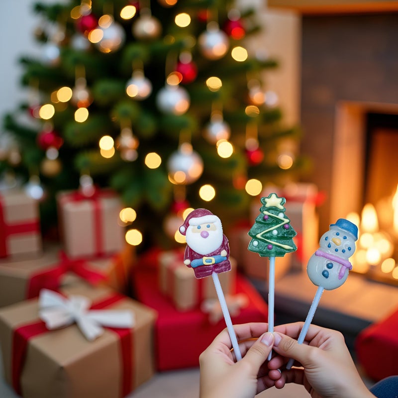 Christmas Lollipops Candy, 24 Pack, Santa, Snowmen, and Christmas Tree, Strawberry Suckers Individually Wrapped - Image 4